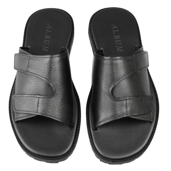 NEW Album Cataviña Leather Sandals Mens 12 Black Surf Surfboards - Picture 1 of 4